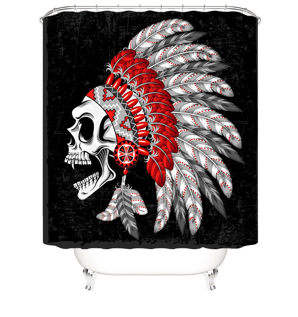 Skull Fabric Shower Curtain For Bathroom-STYLEGOING