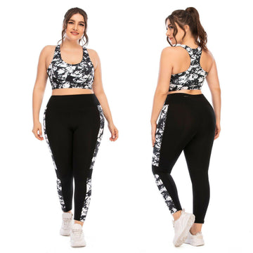 Women's Plus Size Yoga Set Gym Sports Bra Leggings Pants Fitness Jogging Outfit-STYLEGOING