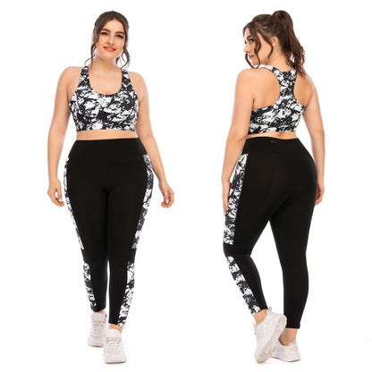 Women's Plus Size Yoga Set Gym Sports Bra Leggings Pants Fitness Jogging Outfit-STYLEGOING