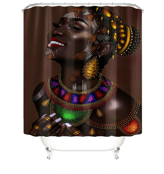 African Woman Fabric Shower Curtain-STYLEGOING