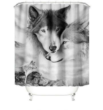Wolf Print Fabric Shower Curtains-STYLEGOING