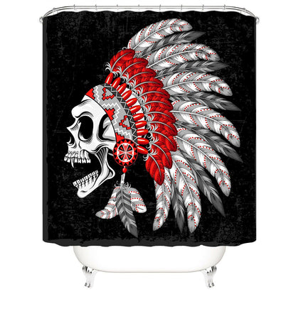 Skull Fabric Shower Curtain For Bathroom-STYLEGOING