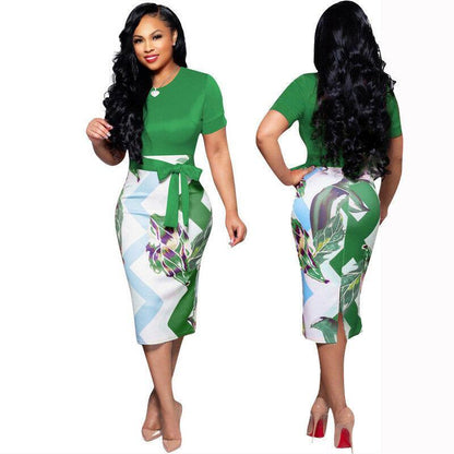 Casual Short Sleeve Bodycon Midi Dress-STYLEGOING