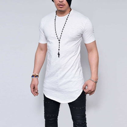 Men’s Short Sleeves Plain Long T Shirts-STYLEGOING