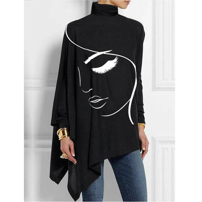 Elegant High Neck Women Long Sleeves T Shirts