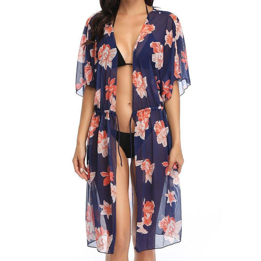 Chiffon Drawstring Midi Cover Up-STYLEGOING