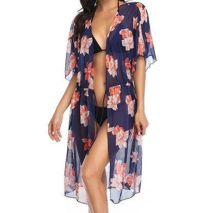 Chiffon Drawstring Midi Cover Up-STYLEGOING