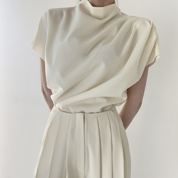 Elegant Designed Office Lady Shirts and Wide Legs Pants