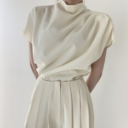 Elegant Designed Office Lady Shirts and Wide Legs Pants